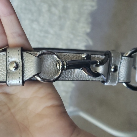 Coach Chain Duffle Pebbled Leather Crossbody Shoulder Bag Purse Metallic - Picture 4 of 9